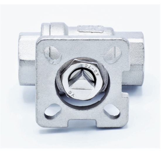 Stainless ball valve, 2- pieced with mounting plate for actuator | 1/2”