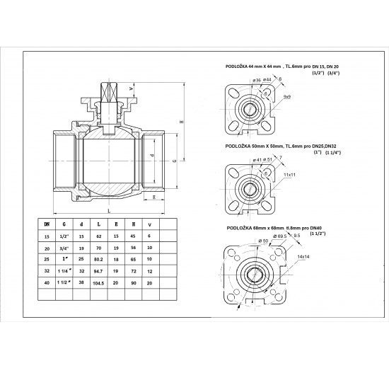 Stainless ball valve, 2- pieced with mounting plate for actuator | 3/4”