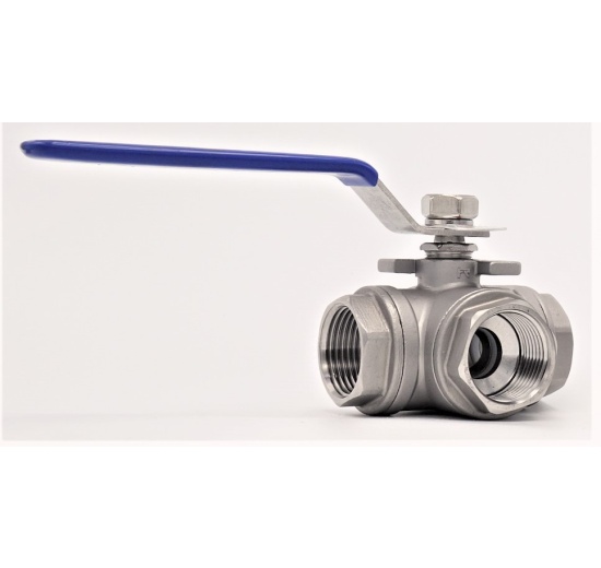 Stainless ball valve, three- way, threaded | 1”