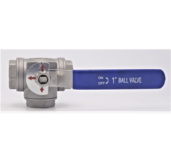 Stainless ball valve, three- way, threaded | 1”