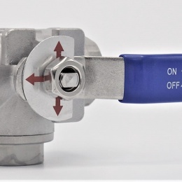 Stainless ball valve, three- way, threaded | 3/4”