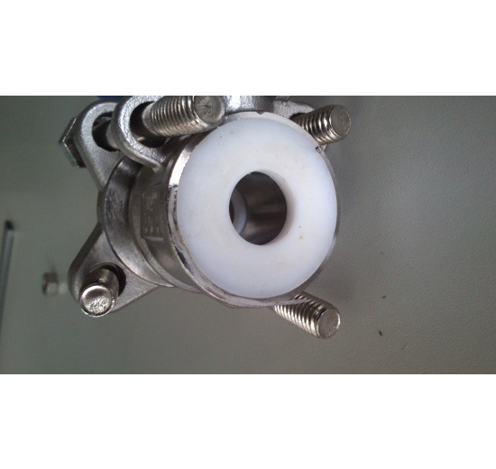 Stainless ball valve with full bore, three- pieced, threaded