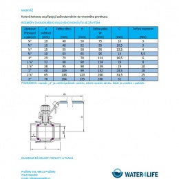Stainless ball valve with full bore, two-piece  1/4”