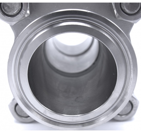 Stainless steel ball valve, full flow, three - part, CLAMP