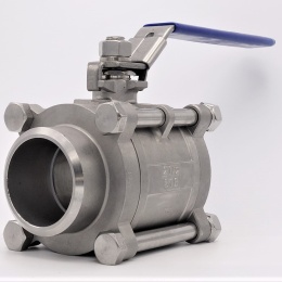 Stainless steel ball valve with full bore, three- pieced, welded |2 1/2"