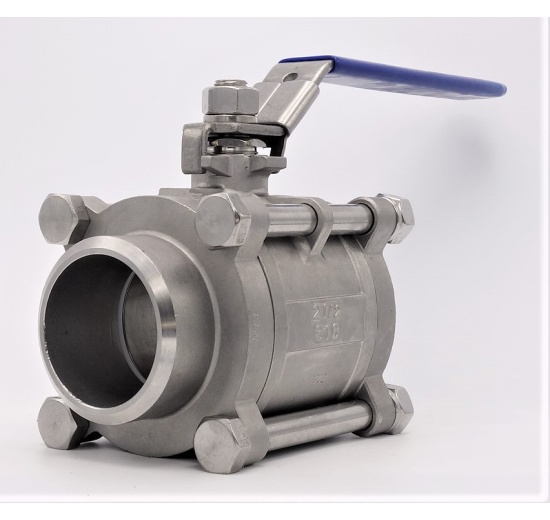 Stainless steel ball valve with full bore, three- pieced, welded |2 1/2"