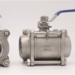 Stainless steel ball valve with full bore, three- pieced, welded 2"