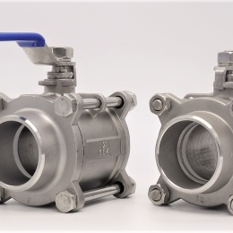 Stainless steel ball valve with full bore, three- pieced, welded | 2"