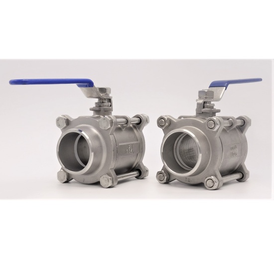 Stainless steel ball valve with full bore, three- pieced, welded | 2"