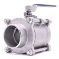 Stainless steel ball valve with full bore, three- pieced, welded | 3"