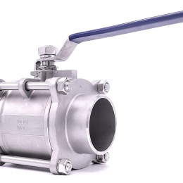 Stainless steel ball valve with full bore, three- pieced, welded | 3"