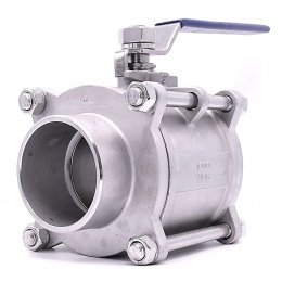 Stainless steel ball valve with full bore, three- pieced, welded | 3"