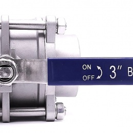 Stainless steel ball valve with full bore, three- pieced, welded | 3"