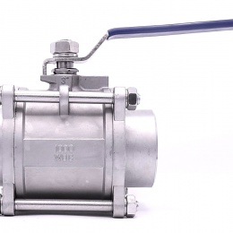 Stainless steel ball valve with full bore, three- pieced, welded | 3"