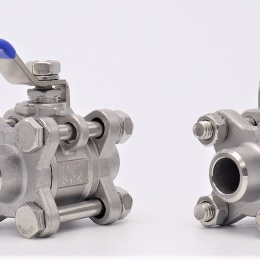 Stainless steel ball valve with full bore, three pieced, welded DN15 (22x4mm)