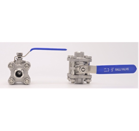 Stainless steel ball valve with full bore, three pieced, welded DN15 (22x4mm)