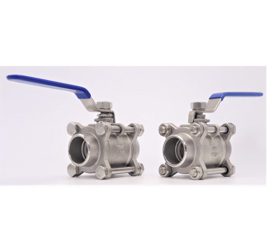 Stainless steel ball valve with full bore, three- pieced, welded DN32 (41x4mm)