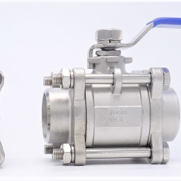 Stainless steel ball valve with full bore, three- pieced, welded DN40 (49x4mm)