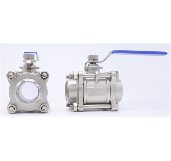 Stainless steel ball valve with full bore, three- pieced, welded DN40 (49x4mm)