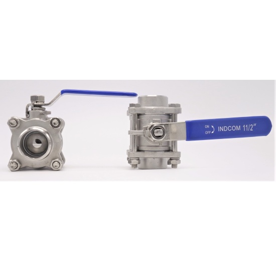 Stainless steel ball valve with full bore, three- pieced, welded DN40 (49x4mm)