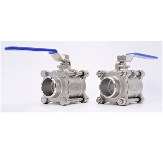 Stainless steel ball valve with full bore, three- pieced, welded | DN40 (49x4mm)