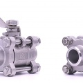 Stainless steel ball valve with full bore, three pieced, welded