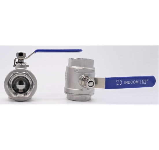 Stainless steel ball valve with full bore, two- piece 1 1/2”
