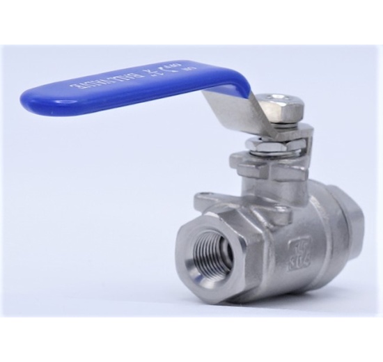 Stainless steel ball valve with full bore, two- piece 1/4”