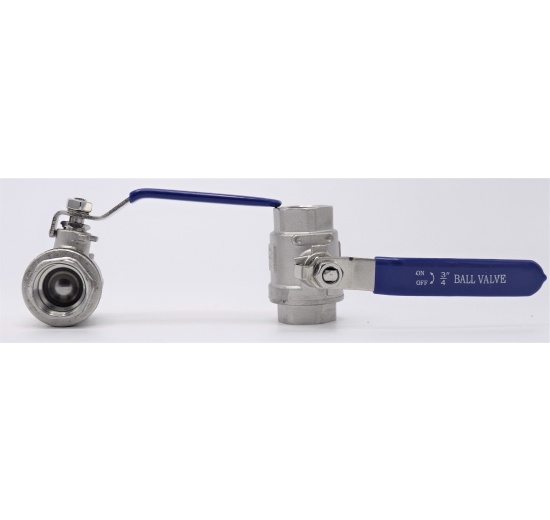 Stainless steel ball valve with full bore, two- piece 3/4”