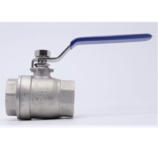 Stainless steel ball valve with full bore, two- piece, threaded, 1 1/4"