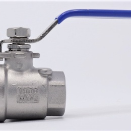 Stainless steel ball valve with full bore, two- piece, threaded, 1/2”