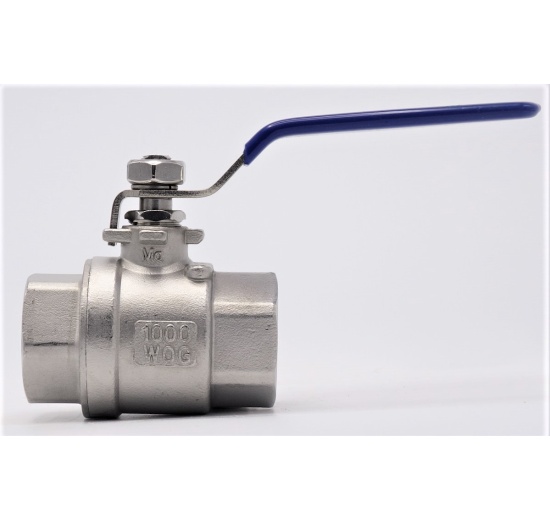 Stainless steel ball valve with full bore, two- piece, threaded, 1”