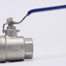 Stainless steel ball valve with full bore, two- piece, threaded, 3/4”