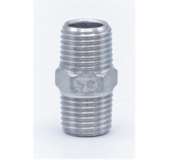 stainless steel Barrel Nipple With Hexagon / type 340 | 1/4"