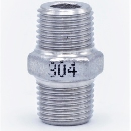 stainless steel Barrel Nipple With Hexagon / type 340, 1/8"