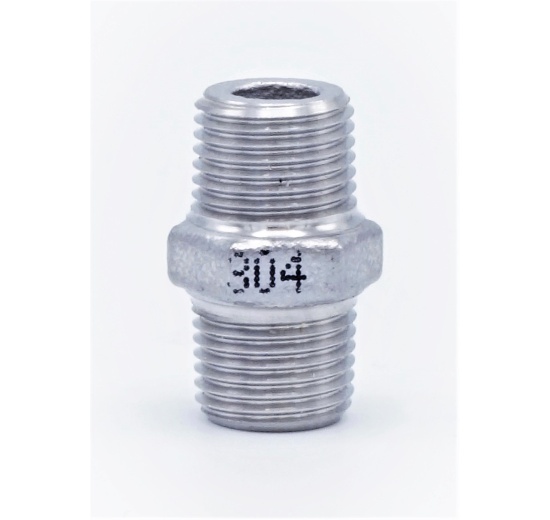 stainless steel Barrel Nipple With Hexagon / type 340, 1/8"