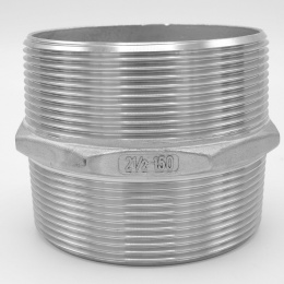 Stainless steel Barrel Nipple With Hexagon / type 340 | 2 1/2"