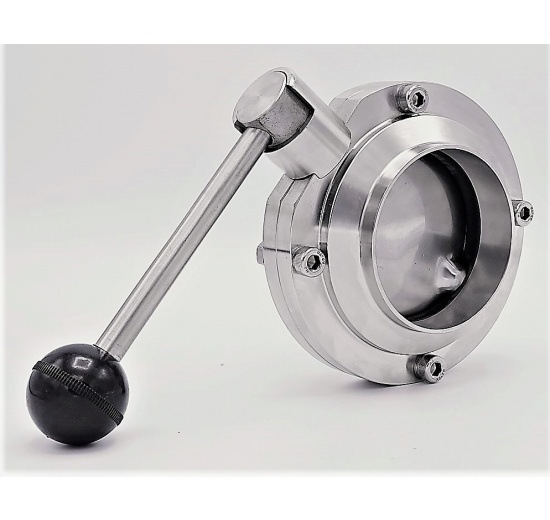 Stainless steel butterfly valve, welded DN 80 type S-S