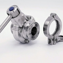 Stainless steel butterfly valves, clamp type with accessories