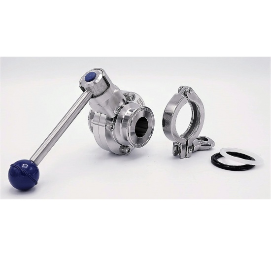 Stainless steel butterfly valves, clamp type with accessories