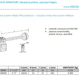 Stainless Steel Control Lever For Butterfly Valve DN15 - DN40