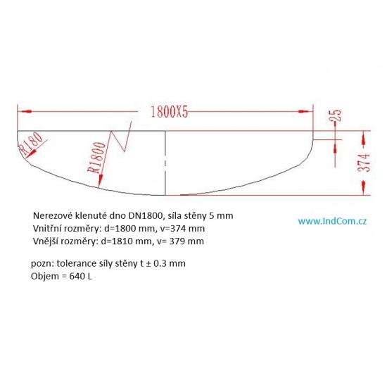 Stainless Steel Dished Bottom|  1800*4.5 mm