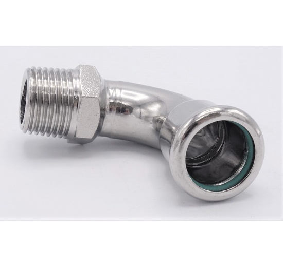 stainless steel Elbow 90°, Press Fittings, F/external thread 18 mm_1/2"