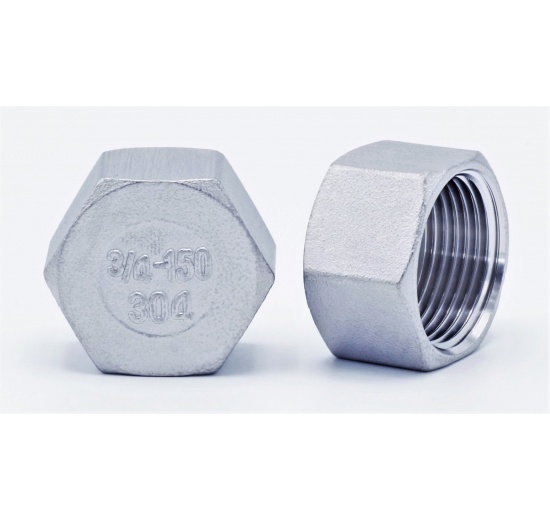 Stainless steel end cap, threaded, type 326 3/4"