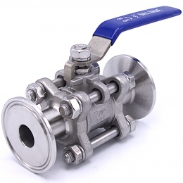 Stainless Steel Full Flow Ball Valve, 3-piece, CLAMP DN15 (K50.5)