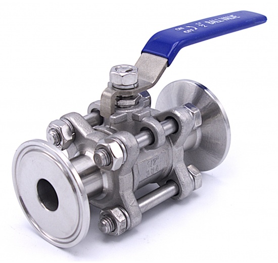 Stainless Steel Full Flow Ball Valve, 3-piece, CLAMP DN15 (K50.5)
