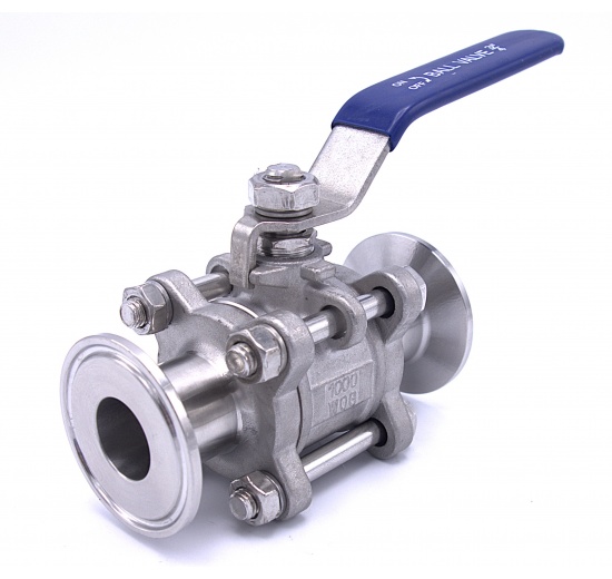Stainless Steel Full Flow Ball Valve, 3-piece, CLAMP DN20 (K50.5)