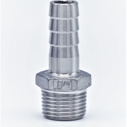 stainless steel  Hose nipple extension / hose end with hexagon / type 337, 3/8"