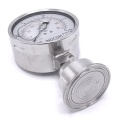 Stainless steel manometer, dial 100 mm, with a a sanitary diaphragm CLAMP DIN32676 - collar 64 mm