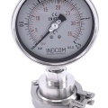 Stainless steel manometer, dial 100 mm, with a a sanitary diaphragm CLAMP DIN32676 - collar 64 mm